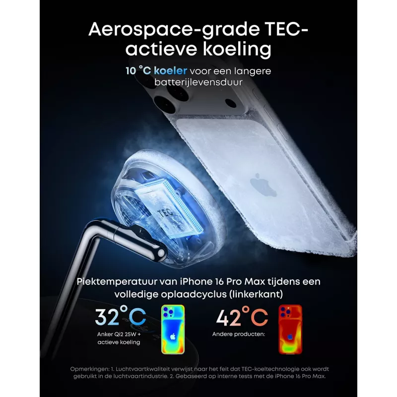 Anker Prime belaidė įkrovimo stotelė Qi2.2 25W (3-in-1, MagGo, AirCool, Dock Stand) su maitinimo bloku