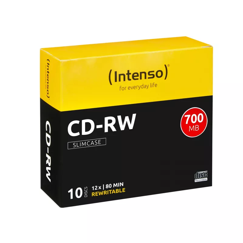 Perrašomi CD-RW INTENSO 700 MB / 80 min, 12x, 10 vnt., 120 mm (slimcase)