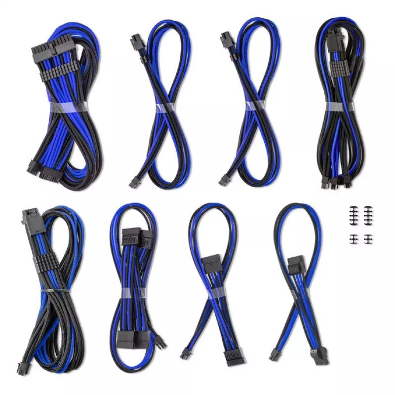 CableMod Dual Set 12V 2x6-pin Corsair RMi/RMx – mėlynas pintas maitinimo laidų rinkinys