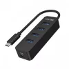 USB šakotuvas Unitek uHUB Q4 — 4 prievadų USB 3.2 Gen 1 (Type-A) šakotuvas, USB-C pagrindinis prievadas, 5 Gbit/s, 10 W, juodas
