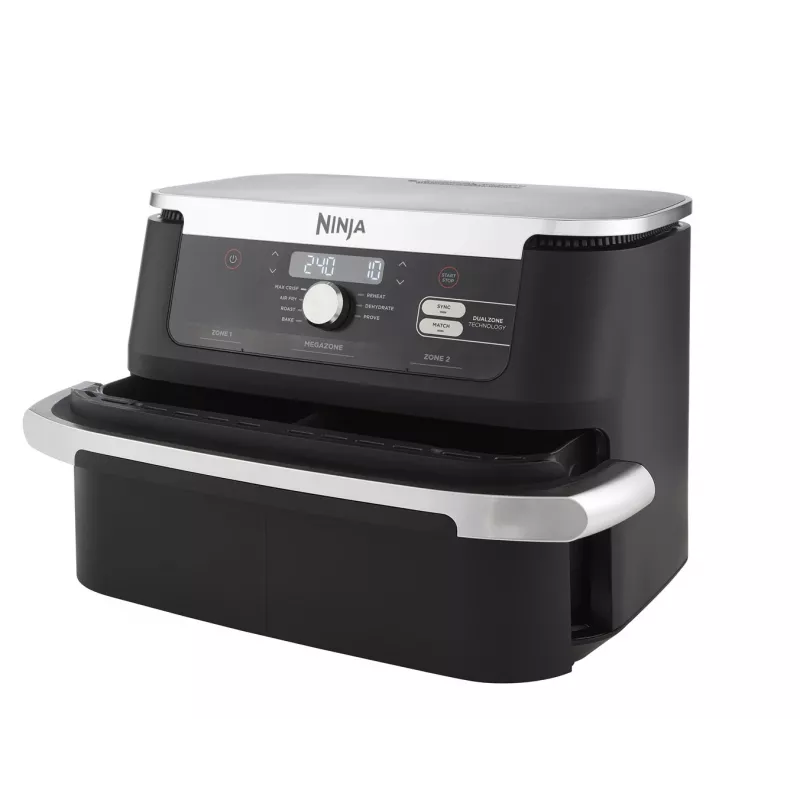 Kepimo indas Ninja AF500EU dvigubas 10,4 L atskiras 2470 W karšto oro gruzdintuvė Juoda, Nerūdijantis plienas