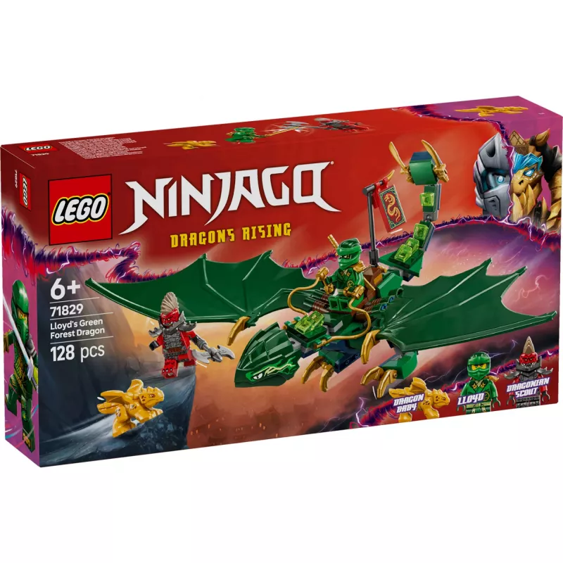 LEGO NINJAGO 71829 Lloyd's Green Forest Dragon konstruktorius, 128 dalių, 2 minifigūrėlės, nuo 6 metų