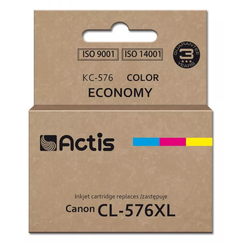 ACTIS KC-576 suderinama kasetė Canon spausdintuvams – mėlyna, raudona, geltona, 15 ml, standartinė talpa