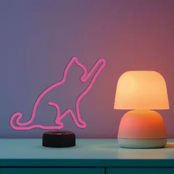 Stalinė dekoratyvinė LED lempa MANTA SNL80PK – katės formos, rožinė, integruotas šviesos diodas