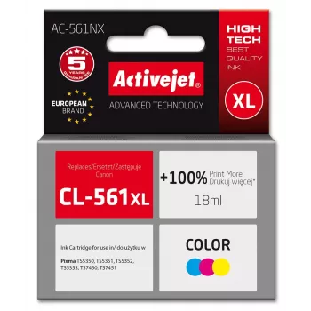 Activejet AC-561NX rašalo kasetė (pakaitalas Canon CL-561XL; Supreme; 18 ml; Spalva: Cián, Magenta, Geltona)