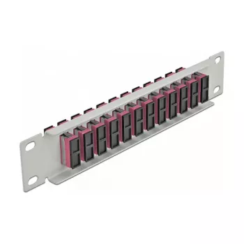 Optiminis skirstytuvas DeLOCK 10 colių 1U 12 prievadų SC Duplex violetinis pilkas