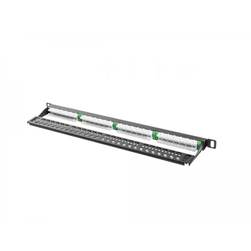 Lanberg PPU5-0024-B - pataisų skydelis - RJ-45 - Cat5, Cat5e - juodas - metalinis - montavimui į stelažą - 0.5U
