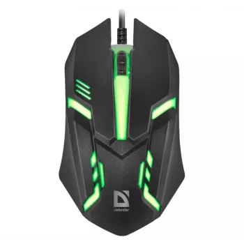 Laidinė optinė pelė DEFENDER CYBER MB-560L – ambidekstrinė, 1200 DPI, USB Type-A, 2 mygtukai, juoda