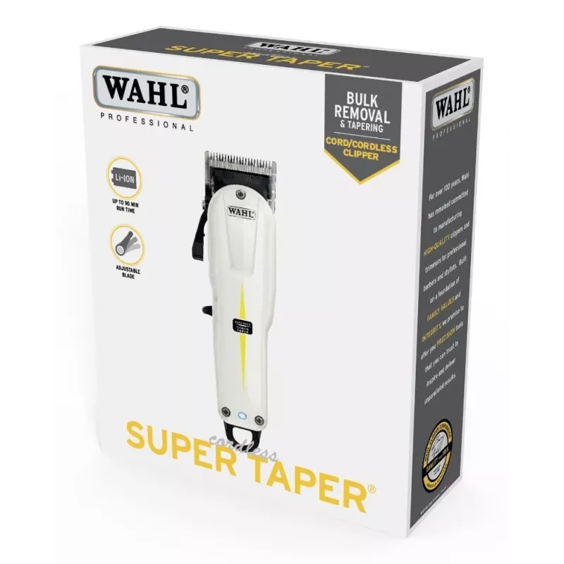 WAHL Cordless Super Taper juoda, balta, ličio jonų (Li-Ion)
