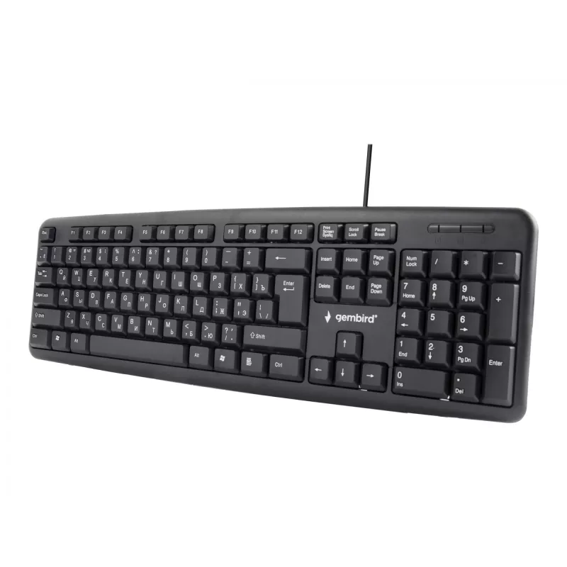 Gembird KB-U-103-RU biuro klaviatūra USB, QWERTY, anglų/rusų, juoda