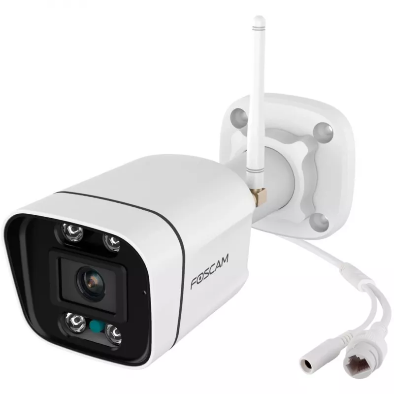 Foscam V8P belaidė stebėjimo kamera balta 8MP (3840x2160), dviejų juostų Wi-Fi, įmontuotas prožektorius ir signalinis sirenas (V8P-W)
