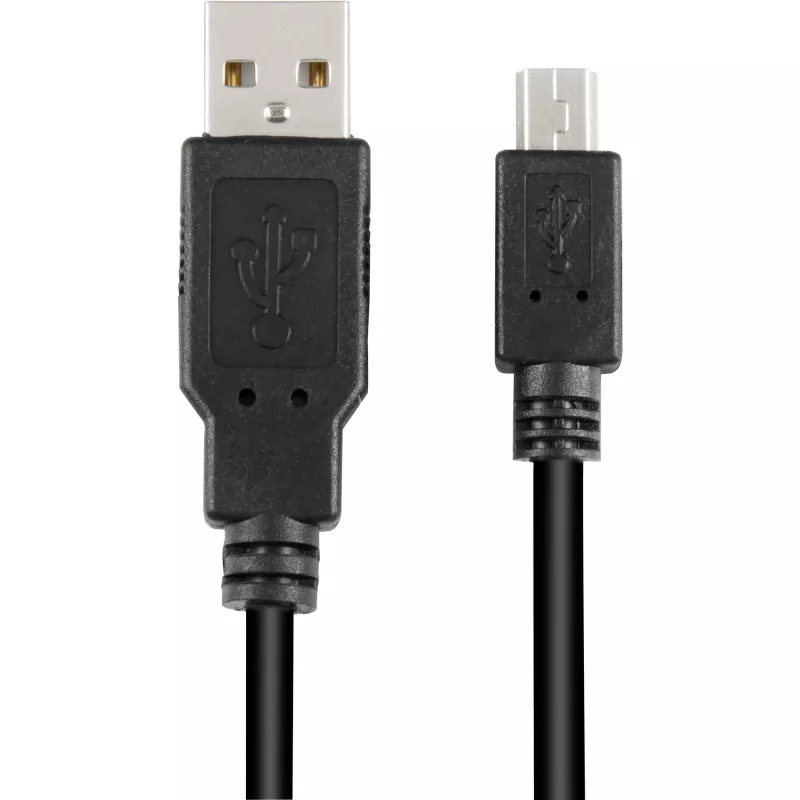 USB 2.0 laidas, USB-A kištukas > Mini-USB kištukas (juodas, 1,0 m, dvigubai ekranuotas)