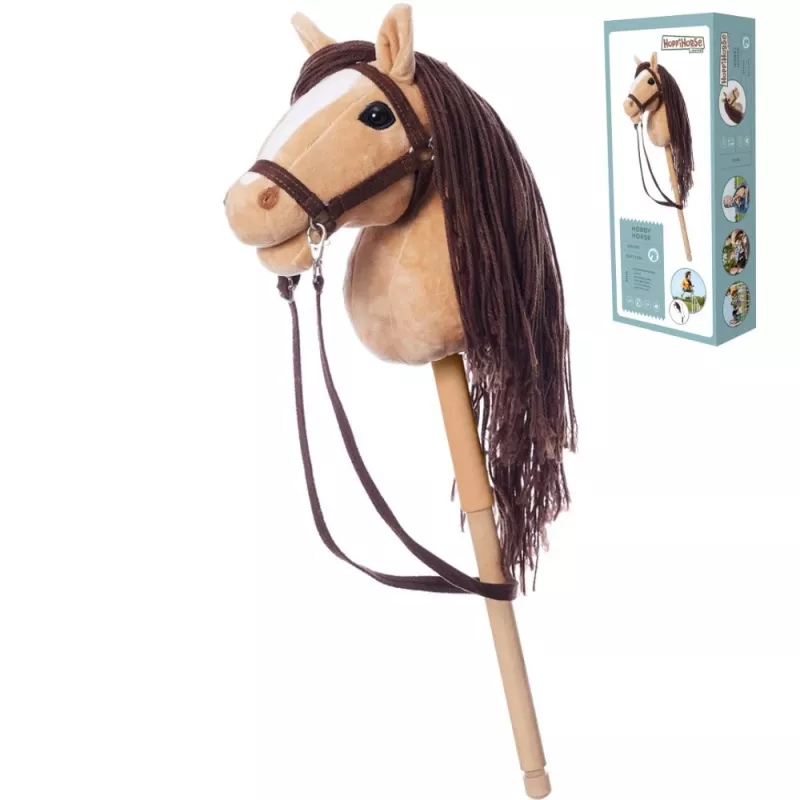 Žaislinis arkliukas ant lazdos HOPPIHORSE Hobby Horse A4 smėlio spalvos