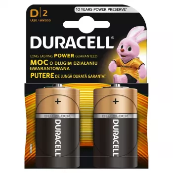 Baterija Duracell Basic D (R20) — pakuotė po 2 vnt., cinko-anglies elementai