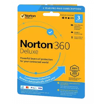 Norton 360 Deluxe | 3 Įrenginiai | 1 Metai | 25 GB Debesų Saugykla | ES