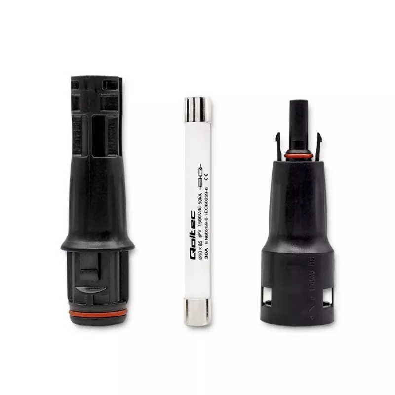 Saulės elementų jungtis QOLTEC MC4 1500V 30A – lauko fotovoltinės kabelių jungtis