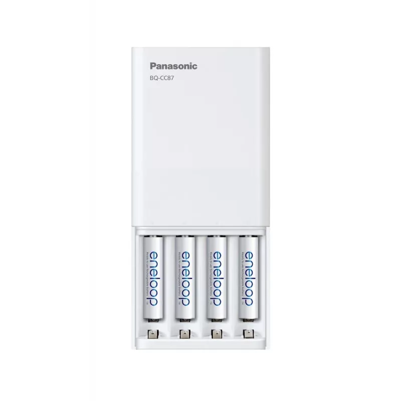 USB baterijų įkroviklis PANASONIC Eneloop Smartplus BQ-CC87 + 4x AA 2000 mAh (K-KJ87MCD40USB)