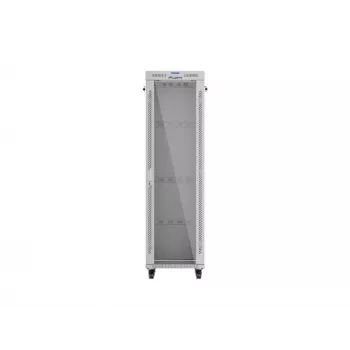 19 colių 42U LANBERG stovimas serverio stovas 600×600 mm pilkas su stiklinėmis durelėmis ir LCD (Flat Pack)