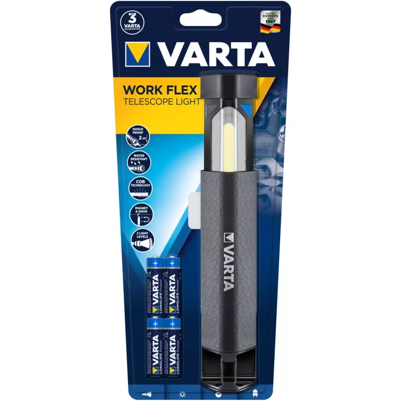 LED darbinė lempa Varta Work Flex Black 250 lm IPX4