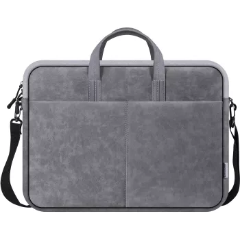 Toploader krepšys DEFENDER Solid 15.6 inch nešiojamam kompiuteriui, poliuretanas, pilka, nešimo rankena, nuimamas peties diržas