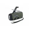 Avarinis radijas FOSCO 464600 su LED žibintuvėliu, power bank, FM, IPX3, saulės/rankinis/USB-C — žalia/juoda