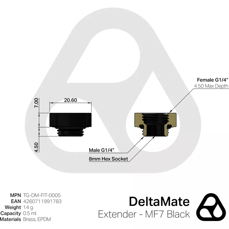 Thermal Grizzly DeltaMate Extender - MF7 juodas (TG-DM-FIT-0005)