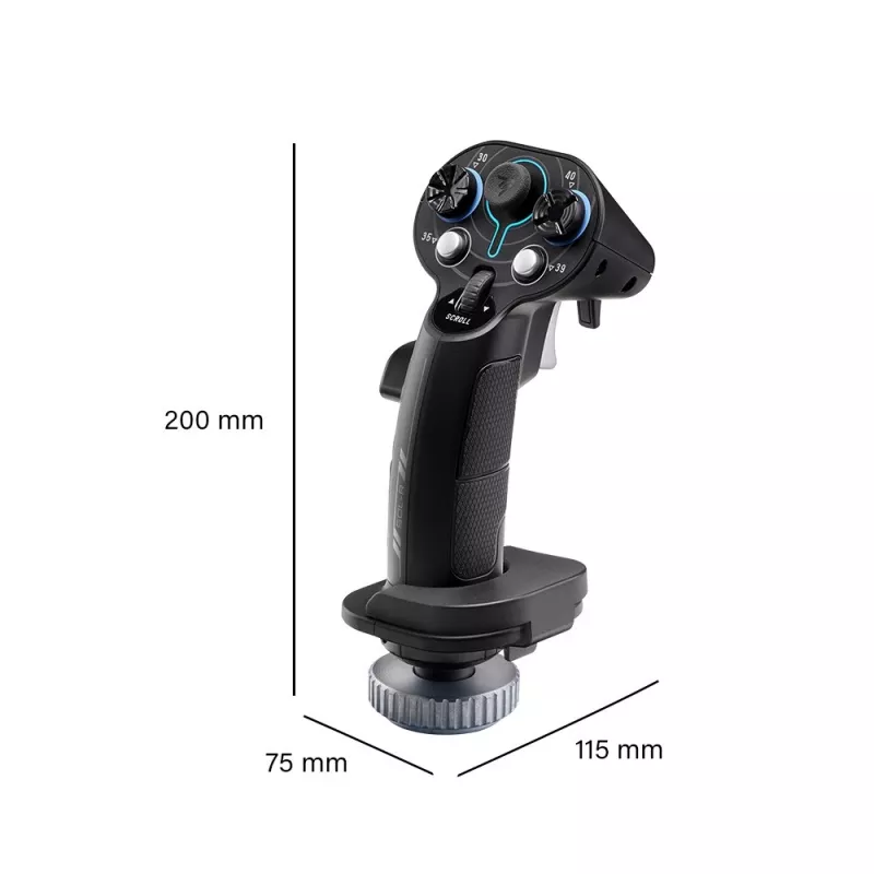 Pridedama rankena Flightstick Thrustmaster Sol-R 3 AVA, juoda, USB Type-C, analoginė/digitalinė, PC, 75×115×200 mm