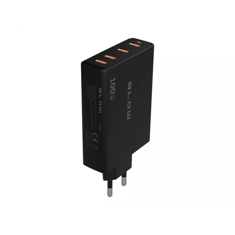 BLOW 4xUSB-C PD 100W GaN sieninis įkroviklis, juodas