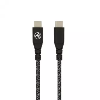 USB Type-C į Type-C duomenų laidas Tellur TLL155471, 1 m, 3 A, 60 W PD, nailono pintas, juodas