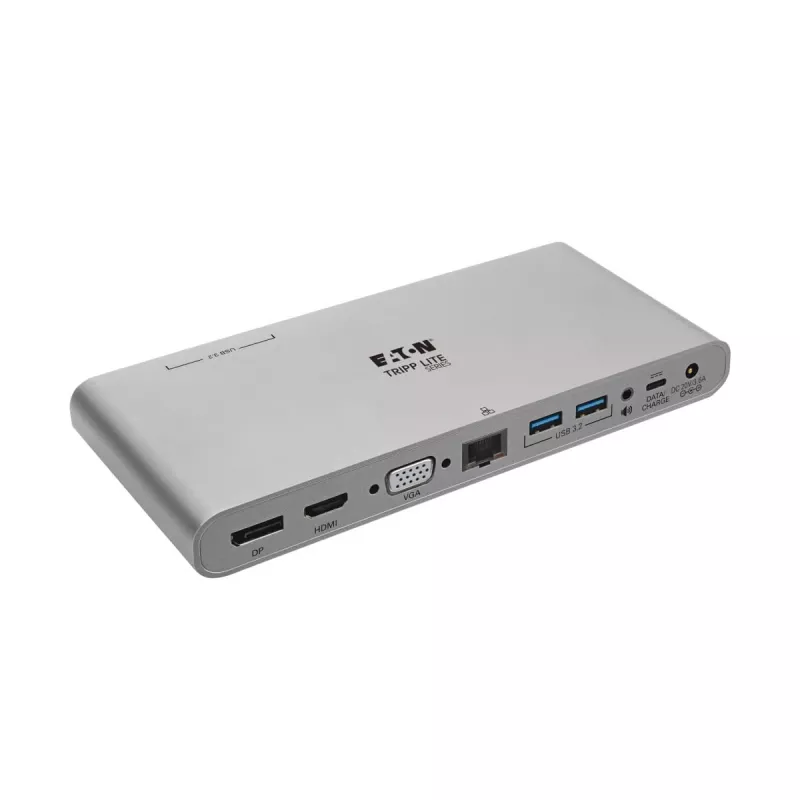 Eaton Tripp Lite USB-C Dock, Triple Display - 4K HDMI/DisplayPort, VGA, USB 3.2 Gen 1, USB-A/USB-C Hub, GbE, 100W PD Įkrovimas, Tarptautiniai Maitinimo Laidai - dokavimo stotelė USB-C