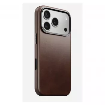 Nomad Traditional Leather Case dėklas iPhone 17 Pro, oda, mikropluoštas, tinka 6,3 colio (16 cm) ekranui, ruda