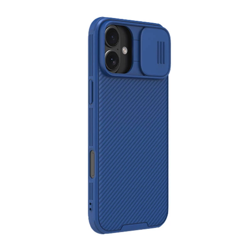 Apsauginis dėklas telefonui Nillkin CamShield Pro, skirtas iPhone 16 – mėlynas, plonas profilis su stumdomu fotoaparato dangteliu