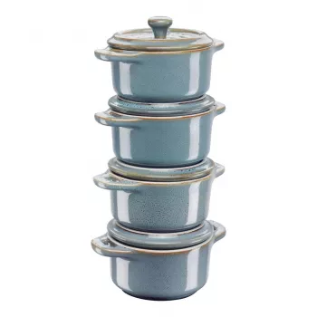 Staub Mini Cocotte Round, 4 vnt. - 200 ml, Antikinis Turkis