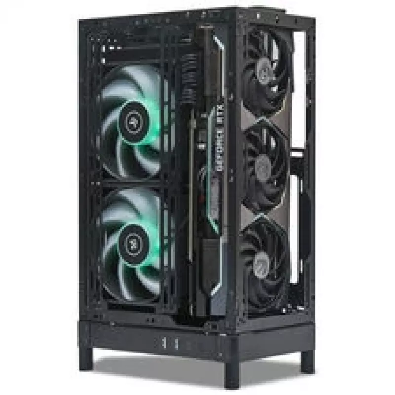 Mini ITX/ATX kompiuterio korpusas ssupd Meshroom D (CS-MRD-BK-1) – kompaktiškas juodas korpusas su tinklinėmis plokštėmis