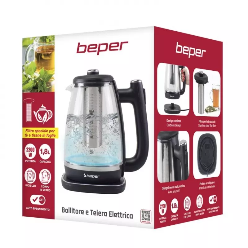 Beper P101BOL200 elektrinis virdulys su stikline kolba