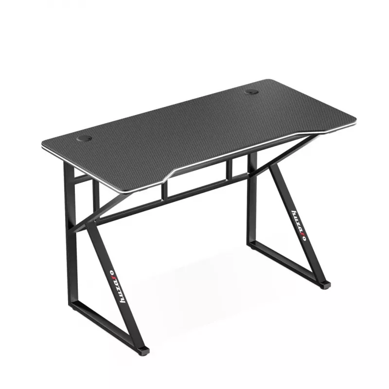 Gaming stalas huzaro Hero 1.6 Black – tiesus MDF/anglies stalviršis 1200×600×750 mm, metalinis rėmas