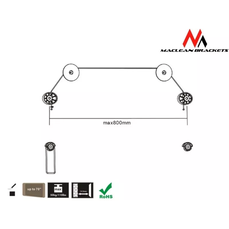 Maclean Mc-557 – Itin plonas VESA monitoriaus / televizoriaus laikiklis, 32–55 col., 50 kg