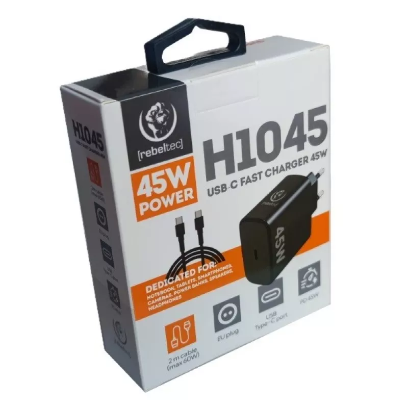 Rebeltec Fast Charger USB-C RBLAKT00026 45W nešiojamiesiems kompiuteriams ir telefonams