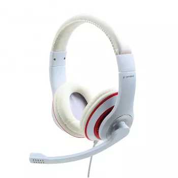 Ausinės stereo GEMBIRD MHS-03-WTRD baltos su raudonu žiedu