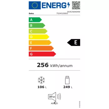 BEKO šaldytuvas B1RCNA404W, aukštis 203,5 cm, energijos klasė E, NeoFrost, AeroFlow, baltas