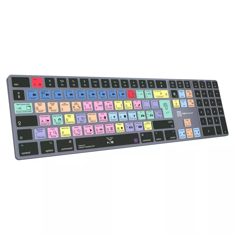 LogicKeyboard Titan DE Mac klaviatūra, skirta Adobe Premiere Pro CC, vokiškas išdėstymas