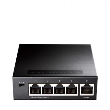 Tinklo jungiklis Cudy GS105 — 5 prievadų Gigabit Ethernet (10/100/1000), juodas, maitinimas 5 V DC