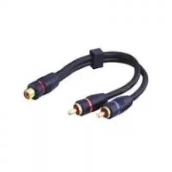 Wentronic Goobay RCA adapterinis kabelis, juodas, 0,2 m – RCA lizdas > 2x RCA kištukas (kairė/dešinė audio) (50375)
