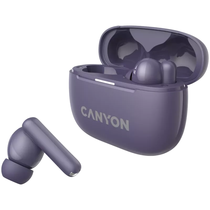 Canyon CNS-TWS10PL Ausinės ir Mikrofonas Tikras Belaidis Stereo (TWS) Į ausis Skambučiai/Muzika/Sportas/Kasdienis naudojimas USB Type-C Bluetooth Violetinė (CNS-TWS10PL)