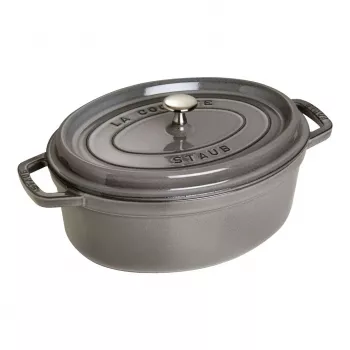 Ketaus ovali kokotinė Staub 29 cm, grafito pilka