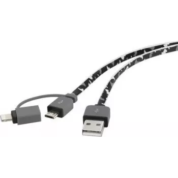 USB kabelis Renkforce RF4145364 — USB 2.0, USB-A į USB-Micro-B ir Apple Lightning