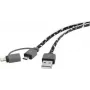 USB kabelis Renkforce RF4145364 — USB 2.0, USB-A į USB-Micro-B ir Apple Lightning