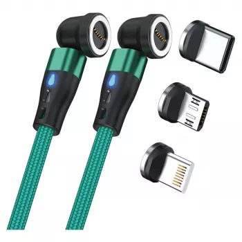 USB laidas RealPower MagneticCharge2 1 m žalias greitasis įkrovimas duomenų perdavimas