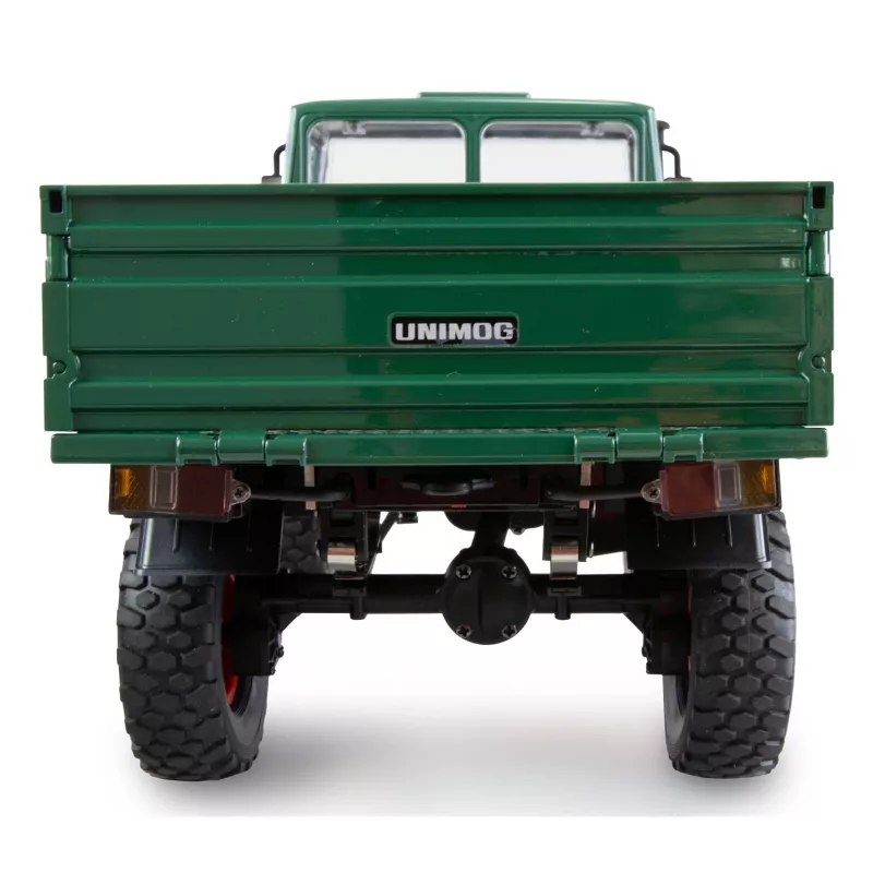 Valdomas automobilis Amewi Mercedes‑Benz Unimog 1:12 mastelis 4WD, žalias