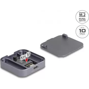 Išorinis magnetinis korpusas DELOCK USB Type-C 10 Gbps, skirtas 1 x M.2 NVMe arba SATA SSD (modelis 42032)